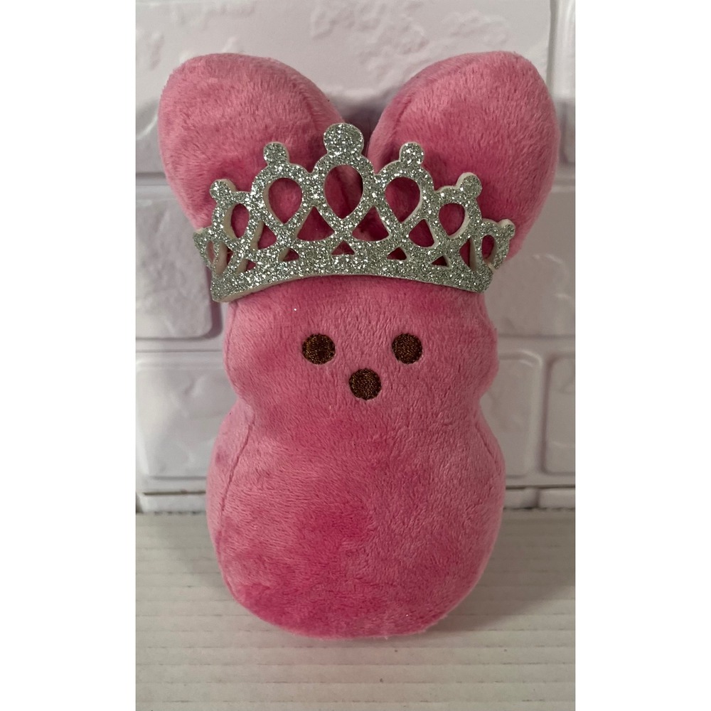 Peeps Plush Bunny Kids 6 Inch Pink Princess Tiara Crown Easter Stuffed Animal